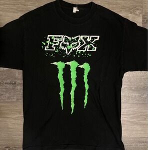 Mens Fox Racing Monster Energy Collaboration T Shirt Black Large